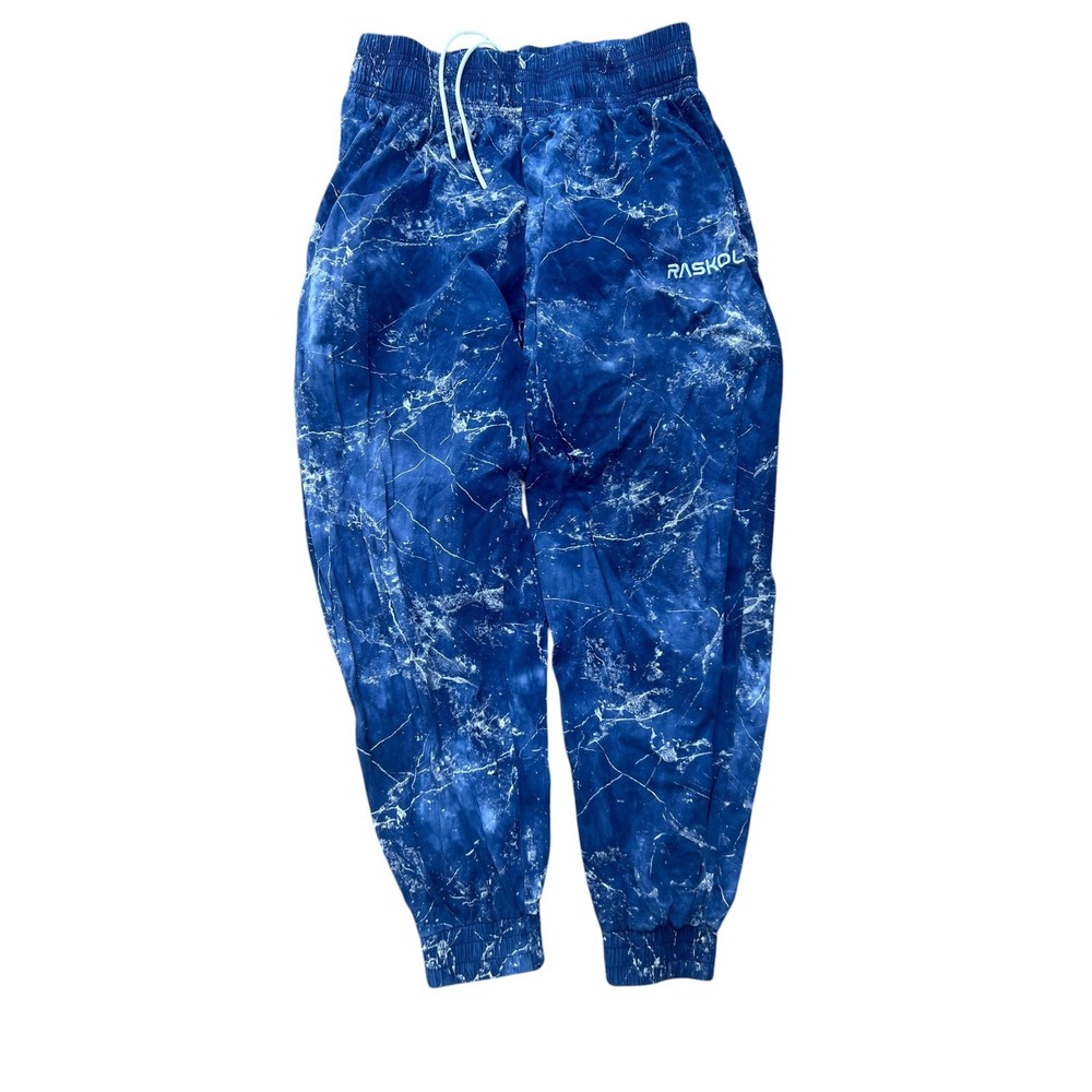 Men's RASKOL Dump Cover 2.0 Blue Marble Parachute Pants Size Large Workout